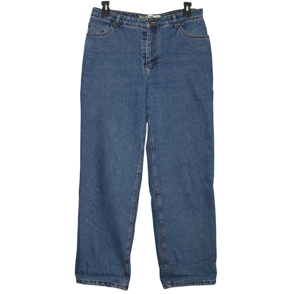 Guide Series Jeans Womens 14 Fleece Lined Blue Denim Straight Leg High Rise